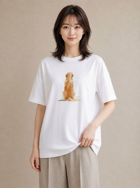 グラフィックTシャツ レディース 老犬 犬 いぬ イラスト 北欧風 ルームウェア ギフト 白T YMAZO