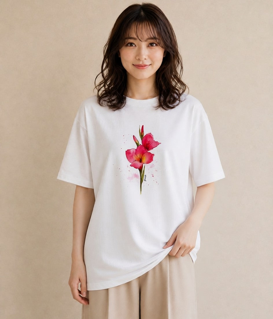 デザインTシャツ レディース ポスト 野の花 レトロ ナチュラル アンティーク イラスト きれいめ 旅行 母娘コーデ 白T YMAZO
