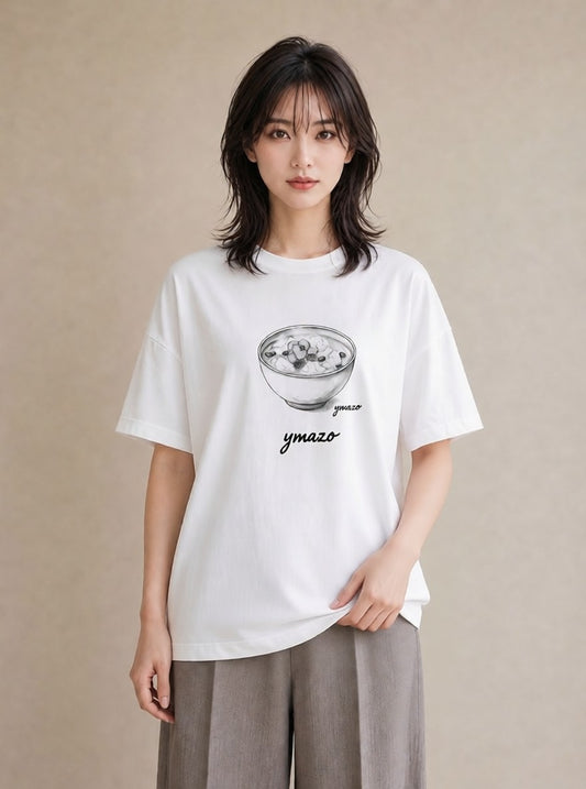 デザインTシャツ レディース ポップコーン 食べ物 フード イラスト ニュアンス 敬老の日 ホワイトデー 白T YMAZO