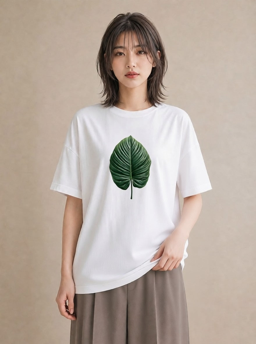 グラフィックTシャツ レディース モンステラ 植物 ボタニカル イラスト 手描き風 敬老の日 ホワイトデー 白T YMAZO