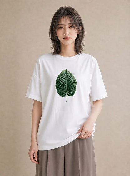 グラフィックTシャツ レディース モンステラ 植物 ボタニカル イラスト 手描き風 敬老の日 ホワイトデー 白T YMAZO