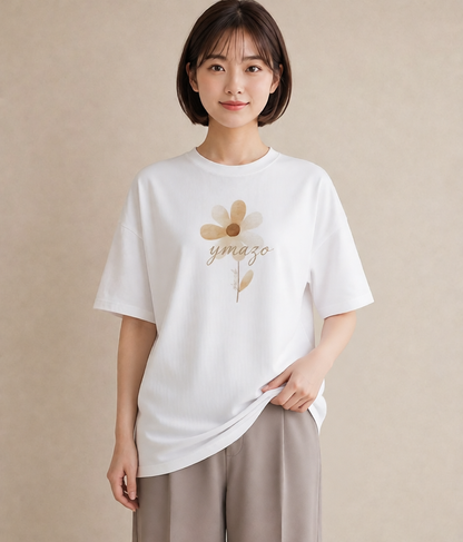 グラフィックTシャツ レディース 花 花柄 イラスト フェミニン 通学 誕生日プレゼント 白T YMAZO