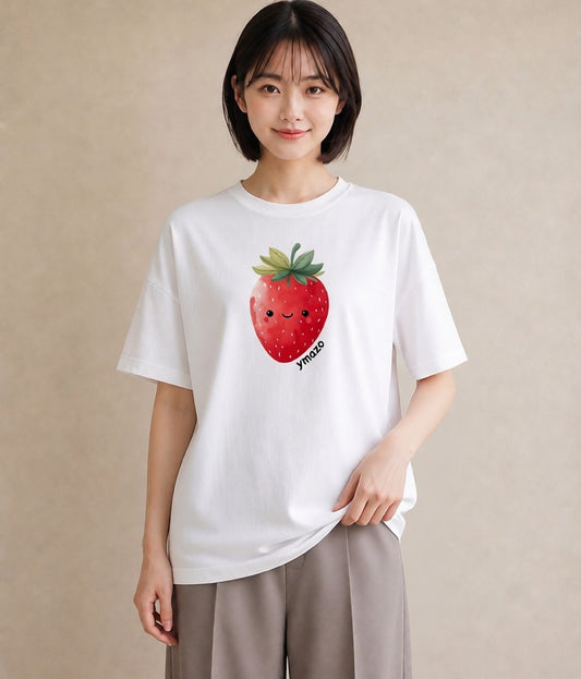 グラフィックTシャツ レディース ショートケーキ 食べ物 フード イラスト きれいめ 母の日 ビーチ 白T YMAZO