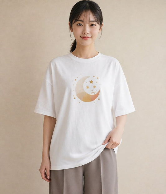 Tシャツ レディース スター 星空 宇宙 イラスト 個性的 親子 20代 白T YMAZO