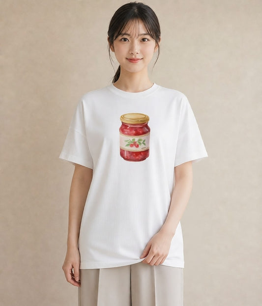 半袖Tシャツ レディース はちみつ 食べ物 フード イラスト きれいめ 普段着 週末コーデ 白T YMAZO