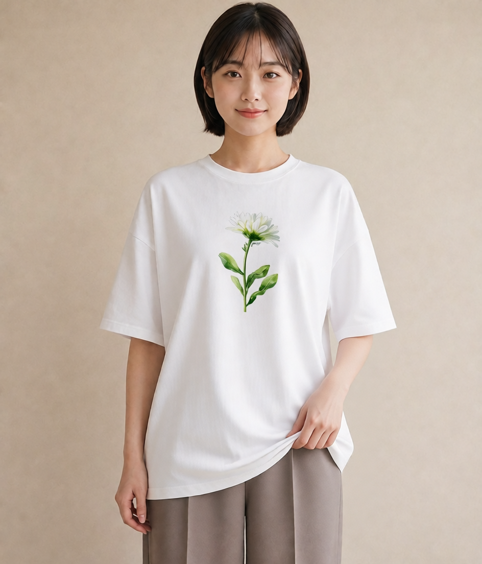 デザインTシャツ レディース たんぽぽ 花 花柄 イラスト 春コーデ 姉妹 白T