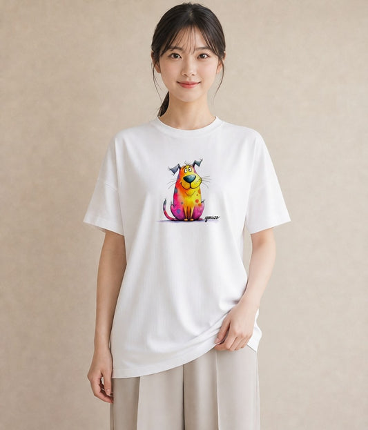 デザインTシャツ レディース ベンガル 猫 ねこ イラスト レトロ カジュアルコーデ 買い物 白T YMAZO