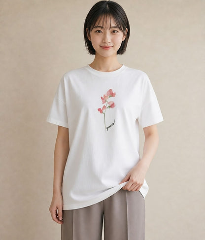 デザインTシャツ レディース ポスト 野の花 レトロ ナチュラル アンティーク イラスト 部屋着 女性向けギフト 白T YMAZO