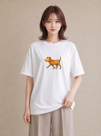デザインTシャツ レディース 子犬 犬 いぬ イラスト 休日コーデ デイリーウェア 休日 白T YMAZO