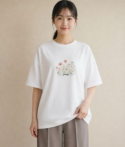 グラフィックTシャツ レディース デイジー 花 花柄 イラスト ゆるコーデ 姉妹 送別ギフト 白T
