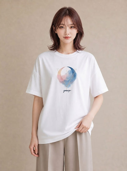 デザインTシャツ レディース 牡羊座 星空 宇宙 イラスト 淡色 姉妹 送別ギフト 白T YMAZO