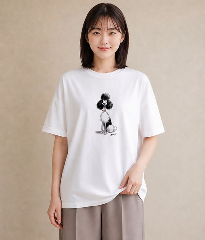 デザインTシャツ レディース トイプードル プードル 犬 いぬ イラスト 綿100 デート 白T YMAZO