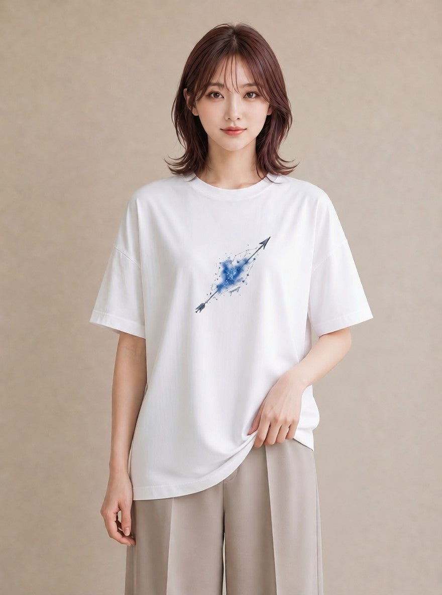 Tシャツ レディース 流れ星 星空 宇宙 イラスト 普段使い 自分用 ルームウェア 白T YMAZO