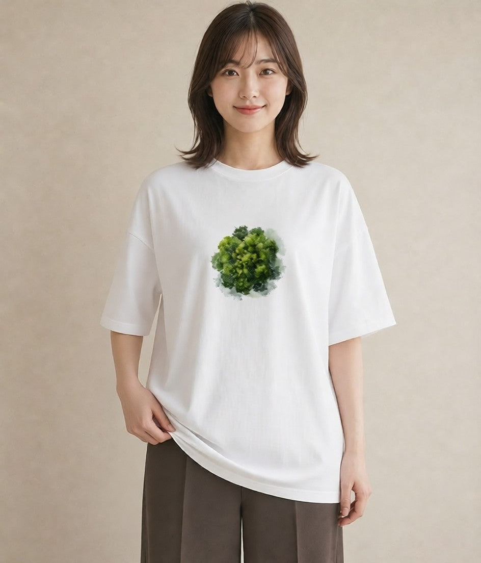 デザインTシャツ レディース 森 植物 ボタニカル イラスト きれいめカジュアル ビーチ デイリーウェア 白T YMAZO