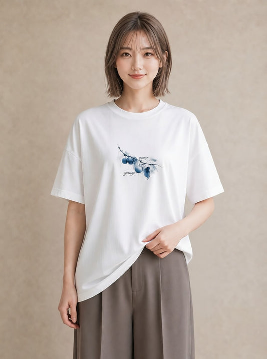 グラフィックTシャツ レディース 雨上がりのベンチ ベンチ ナチュラル アンティーク イラスト カフェコーデ 買い物 夏コーデ 白T