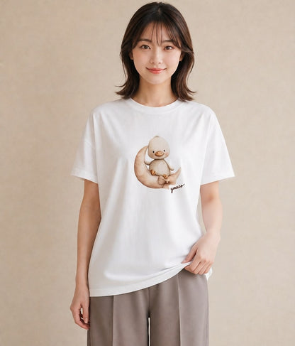 デザインTシャツ レディース アヒル 動物 アニマル イラスト 抜け感 夏コーデ 通学 白T YMAZO