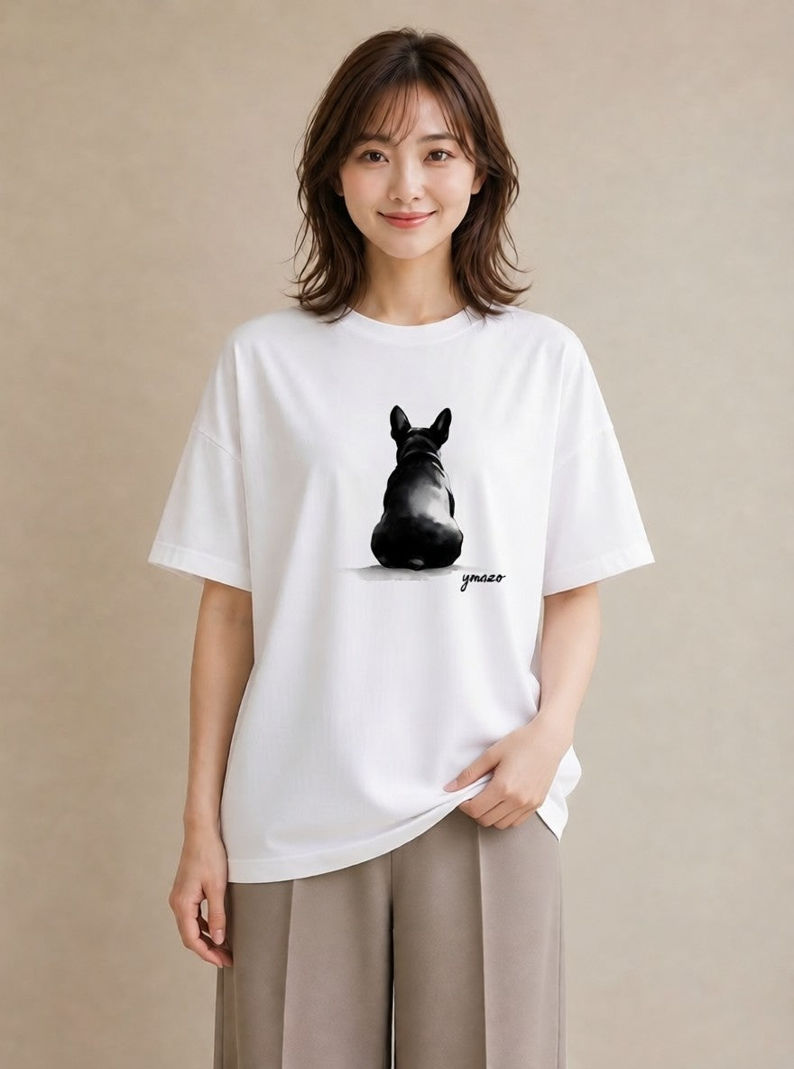 グラフィックTシャツ レディース 犬好き 犬 いぬ イラスト シンプル 女性 旅行用 白T YMAZO