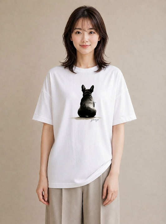 半袖Tシャツ レディース フレンチブルドッグ フレブル 犬 いぬ イラスト 旅行コーデ 自分用 ルームウェア 白T