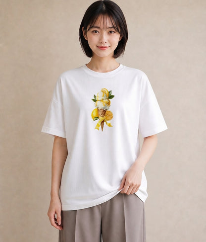 デザインTシャツ レディース ソフトクリーム 食べ物 フード イラスト カジュアル 部屋着 女性向けギフト 白T YMAZO