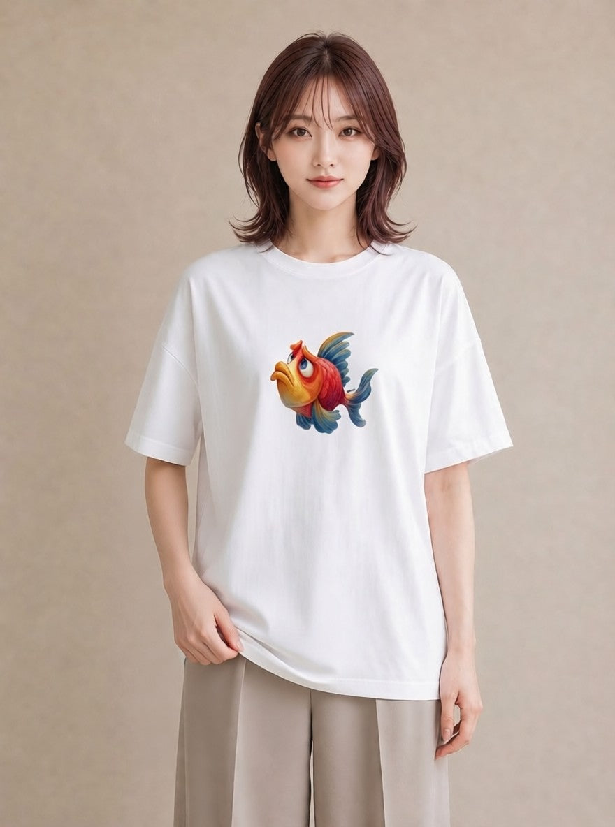 Tシャツ レディース たい焼き 食べ物 フード イラスト ヴィンテージ風 女性 旅行用 白T YMAZO