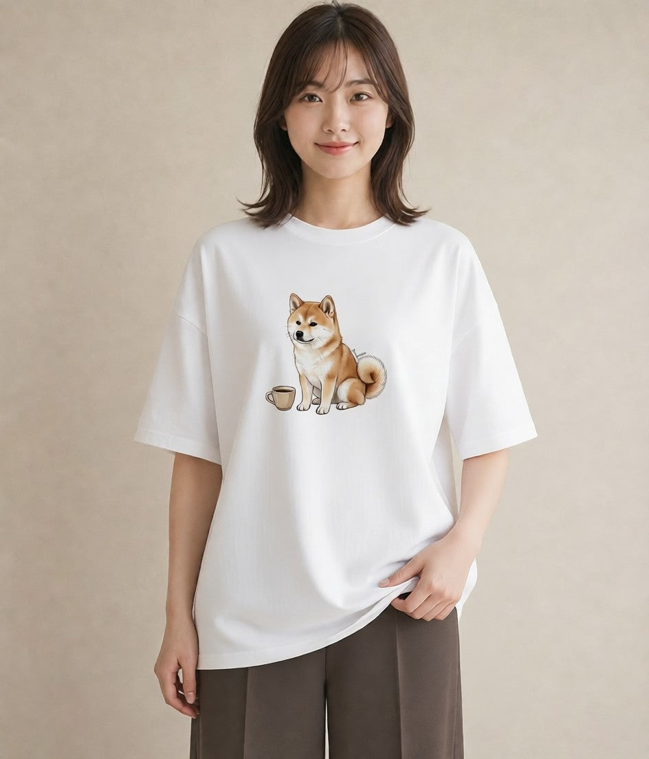 プリントTシャツ レディース 秋田犬 犬 いぬ イラスト 北欧風 おしゃれギフト 社会人 白T YMAZO