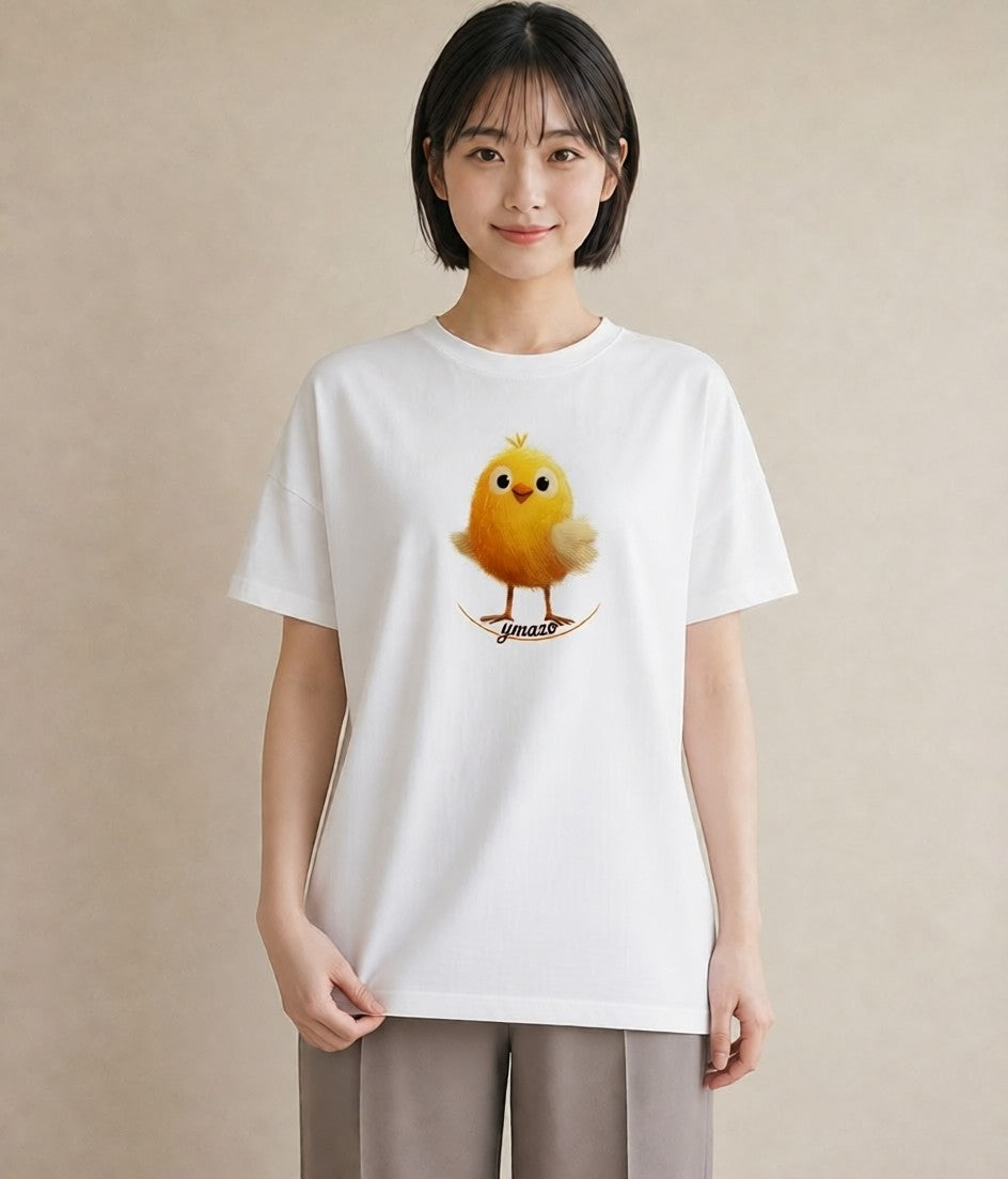 半袖Tシャツ レディース ひよこ 動物 アニマル イラスト 北欧風 海 カフェ巡り 白T YMAZO
