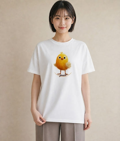 半袖Tシャツ レディース ひよこ 動物 アニマル イラスト 北欧風 海 カフェ巡り 白T YMAZO