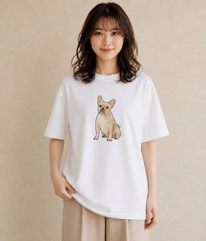グラフィックTシャツ レディース フレンチブルドッグ フレブル 犬 いぬ イラスト 抜け感 ホワイトデー 春服 白T YMAZO