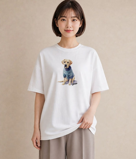 デザインTシャツ レディース 犬好き 犬 いぬ イラスト レトロ 親子 20代 白T YMAZO