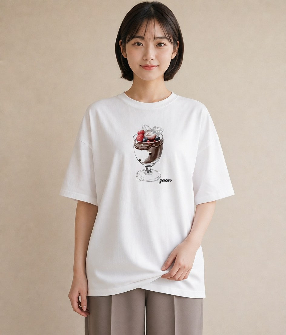 デザインTシャツ レディース あんみつ 食べ物 フード イラスト ニュアンス お出かけ 普段着 白T YMAZO