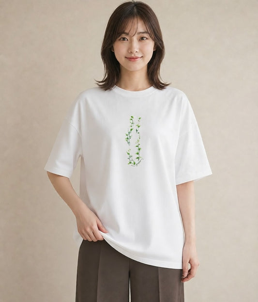 グラフィックTシャツ レディース 苔 植物 ボタニカル イラスト ゆるコーデ 社会人 女性 白T YMAZO