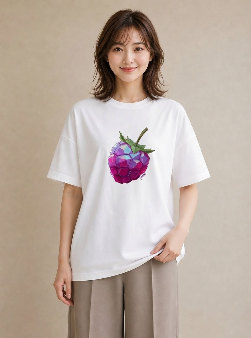 プリントTシャツ レディース 木の実 植物 ボタニカル イラスト ニュアンス 帰省 ラフ 白T YMAZO