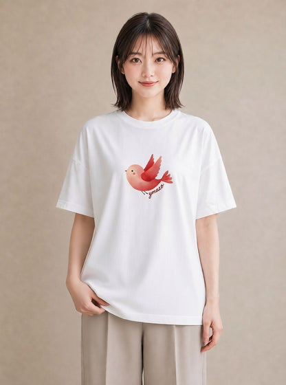 デザインTシャツ レディース マメルリハ ペット 動物 イラスト 線画 ホワイトデー 春服 白T YMAZO