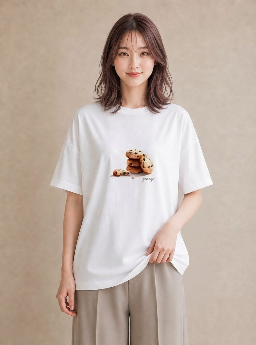 デザインTシャツ レディース チョコ 食べ物 フード イラスト きれいめ 週末コーデ 敬老の日 白T YMAZO