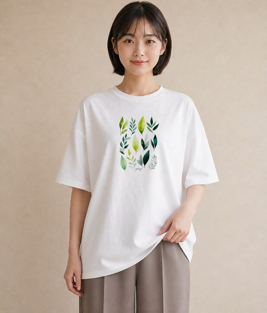 半袖Tシャツ レディース ボタニカル 植物 イラスト レトロ ペアコーデ 秋コーデ 白T YMAZO