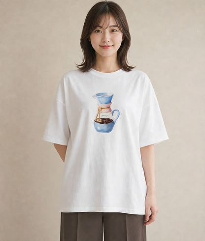 デザインTシャツ レディース エスプレッソ 食べ物 フード イラスト ナチュラル 夏コーデ 通学 白T YMAZO