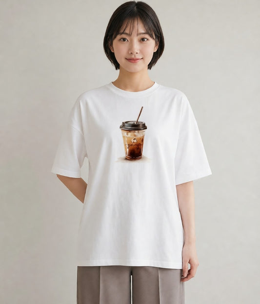 半袖Tシャツ レディース カフェラテ 食べ物 フード イラスト きれいめ 春コーデ 姉妹 白T YMAZO