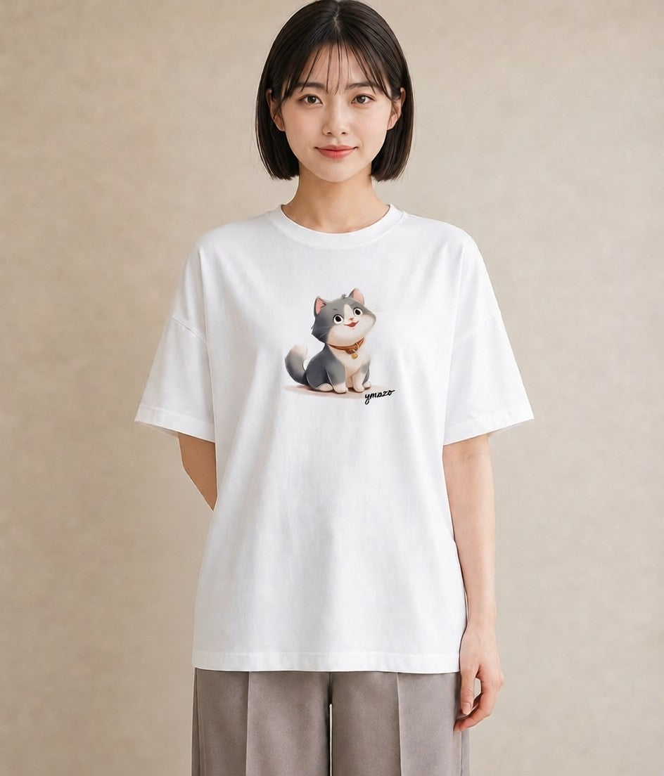 Tシャツ レディース マンチカン 猫 ねこ イラスト ユニーク 姉妹 送別ギフト 白T YMAZO
