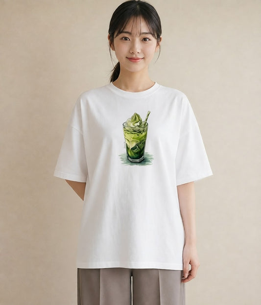 半袖Tシャツ レディース 抹茶 食べ物 フード イラスト 韓国風 ホワイトデー 春服 白T YMAZO