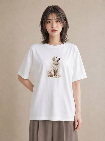 プリントTシャツ レディース 黒柴 犬 いぬ イラスト カフェコーデ 夏コーデ 通学 白T YMAZO