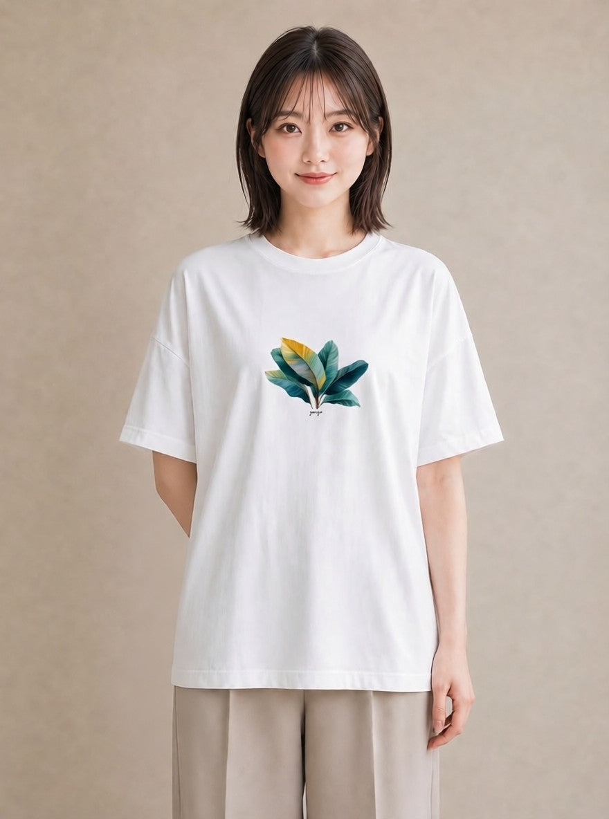 半袖Tシャツ レディース ボタニカル 植物 イラスト 可愛い お揃い 親子 白T YMAZO