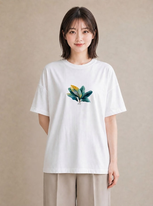 半袖Tシャツ レディース ボタニカル 植物 イラスト 可愛い お揃い 親子 白T YMAZO