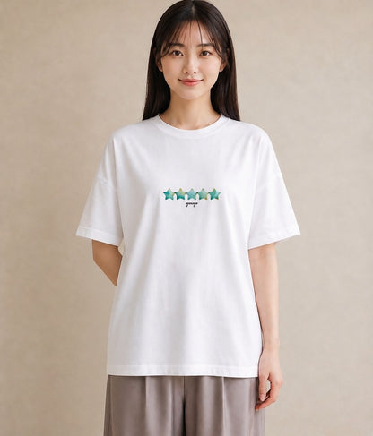 半袖Tシャツ レディース 流れ星 星空 宇宙 イラスト シック お出かけ 普段着 白T YMAZO