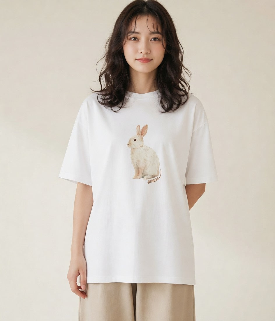 プリントTシャツ レディース チンチラ ペット 動物 イラスト 休日 ペアコーデ 白T YMAZO