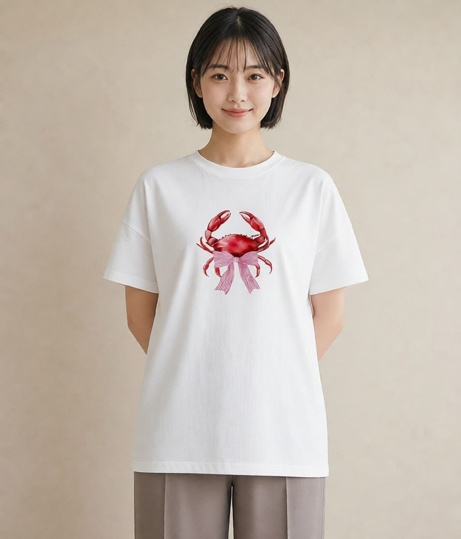 デザインTシャツ レディース エビ 海の生き物 海 イラスト アート風 女性向けギフト 散歩 白T YMAZO