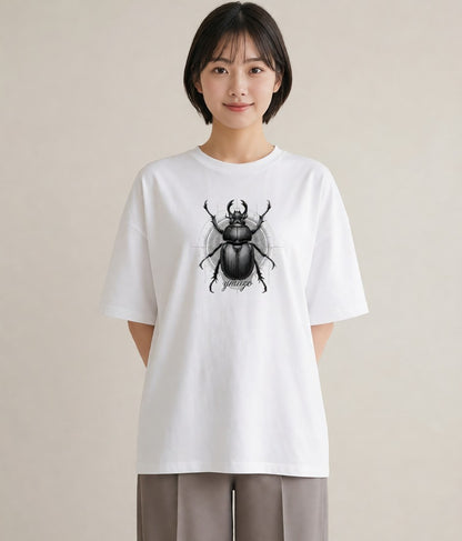 半袖Tシャツ レディース クワガタ 昆虫 虫 イラスト 個性的 デイリーウェア 休日 白T YMAZO