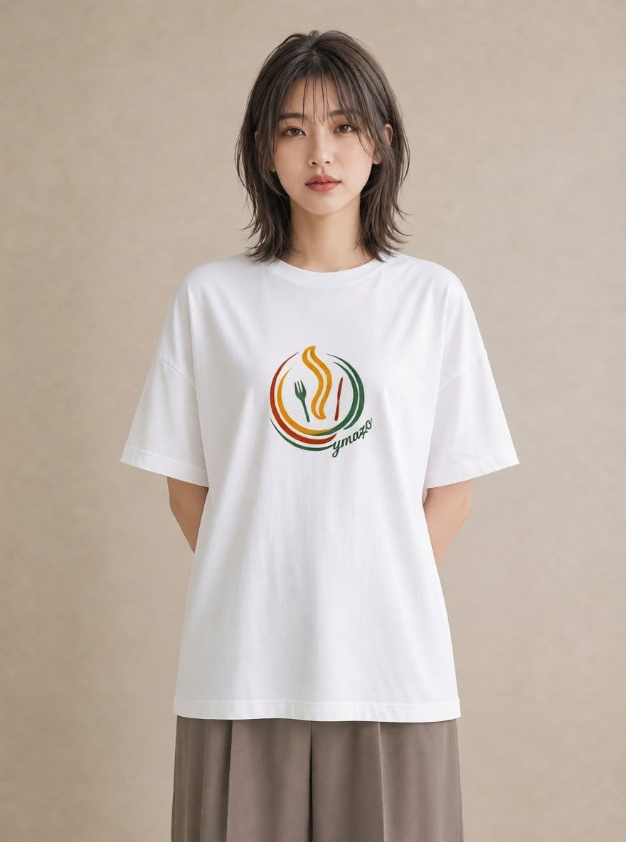 デザインTシャツ レディース カフェ カフェロゴ ロゴ イラスト きれいめカジュアル クリスマス 旅行 白T YMAZO