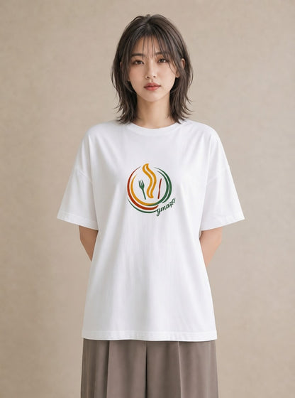 デザインTシャツ レディース カフェ カフェロゴ ロゴ イラスト きれいめカジュアル クリスマス 旅行 白T YMAZO