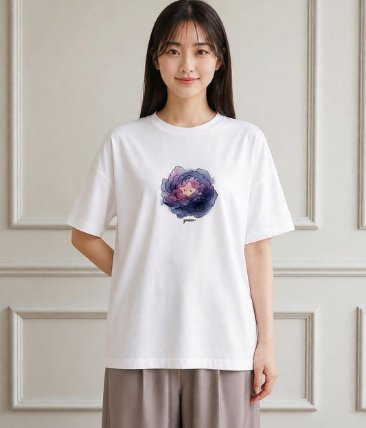デザインTシャツ レディース 乙女座 星空 宇宙 イラスト カフェ巡り 女子会 白T YMAZO