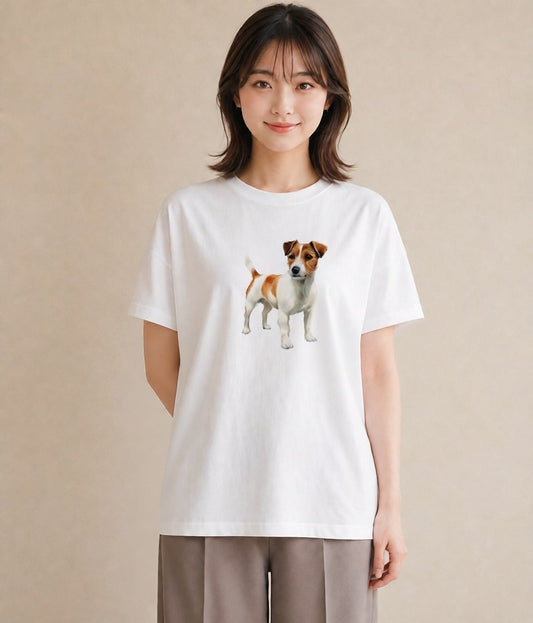 半袖Tシャツ レディース ミックス犬 犬 いぬ イラスト ラフカジュアル 親子 20代 白T